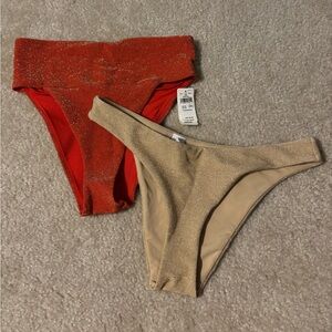 Aerie Orange and Gold Glitter Bikini Bottoms